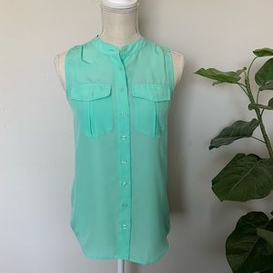 JCrew Factory Mint Green Draped Pocket Tank Top